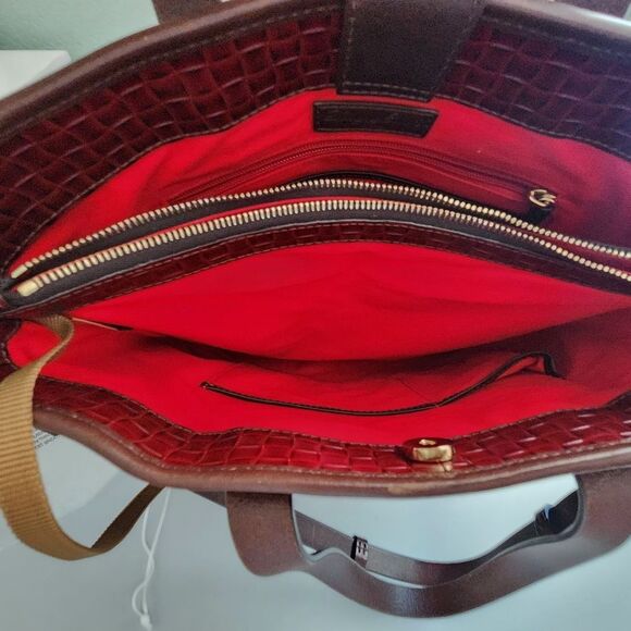 New! Dooney & Bourke Burgundy Woven Leather Tote - Picture 8 of 9
